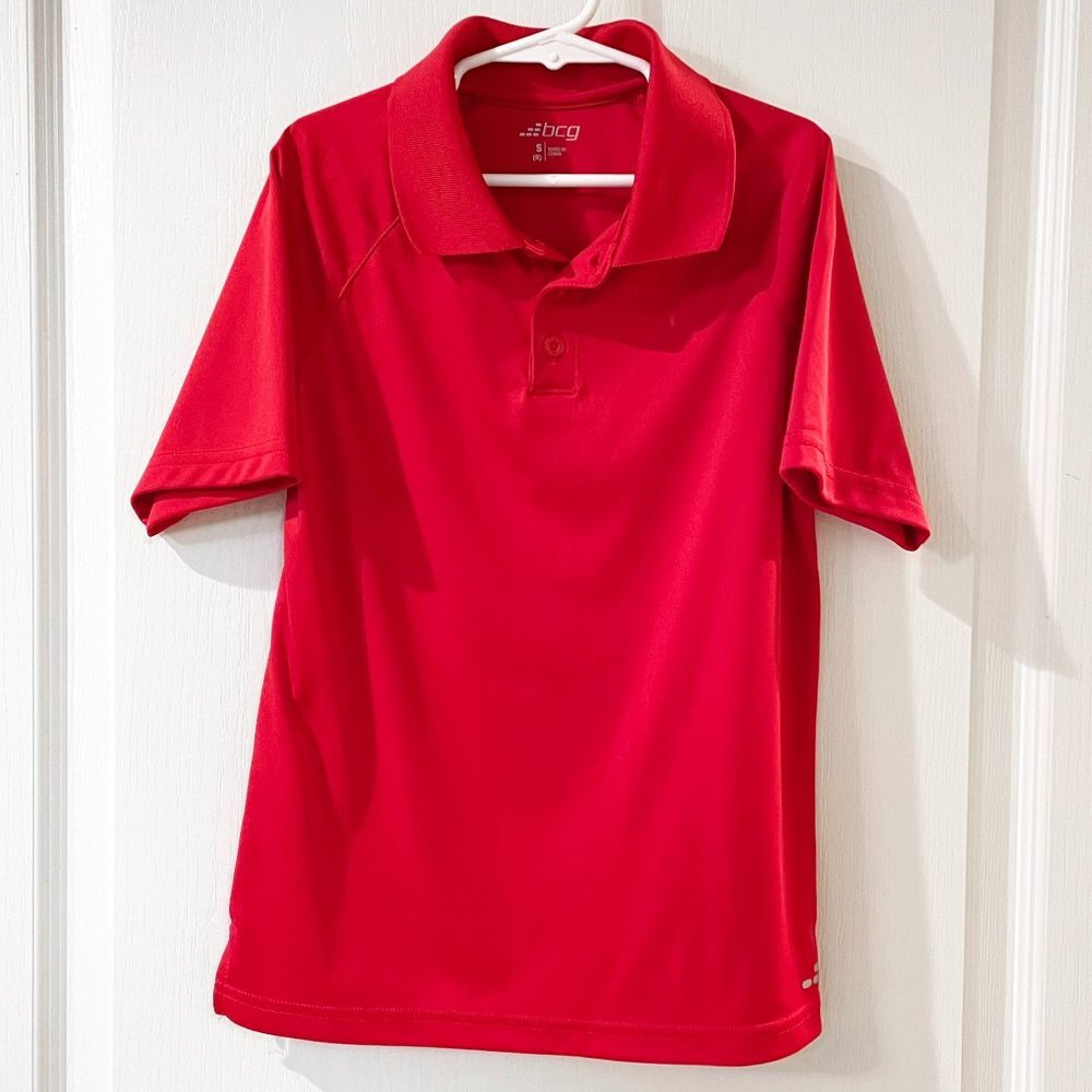 bcg Boys Red Performance Polo School Uniform Shirt Size 8 Small